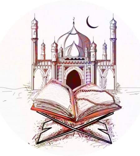 colorful-mosque-with-holy-book-quran-muslim-communtiy-festivals-celebration_1302-5506